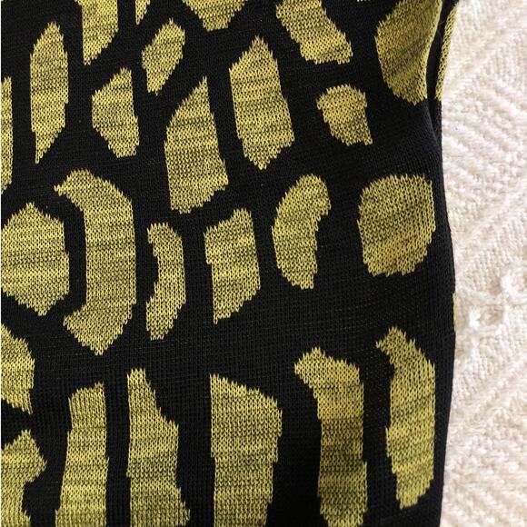 Misook Black Green Knit Sheath Dress PSmall Abstract Print Stretch Chic Designer - Picture 8 of 11